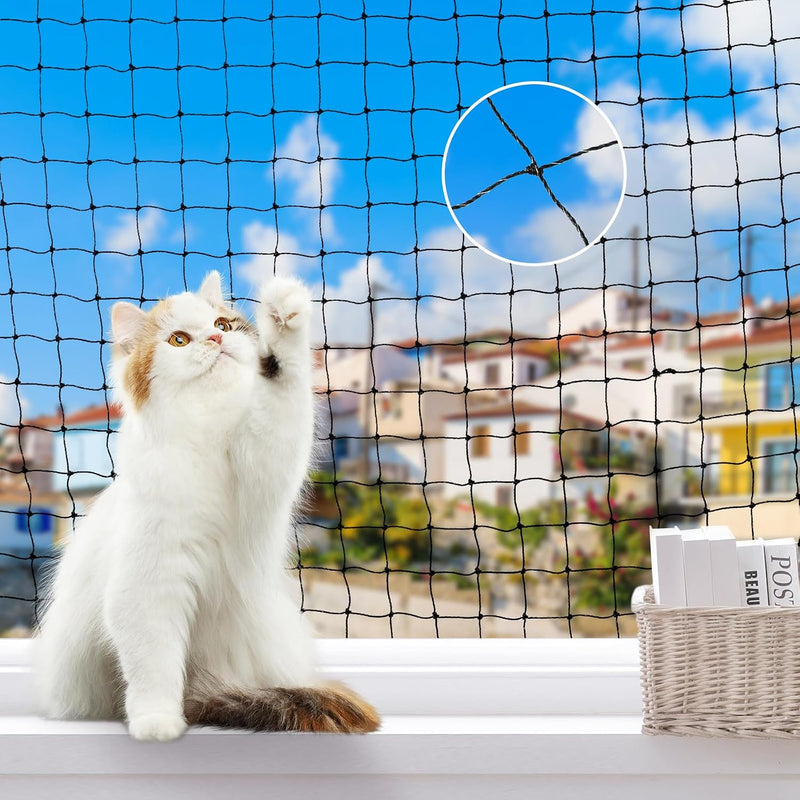 Lewondr 10x13ft Cat Netting Balcony Steel Wire Reinforced Pets Screen – Essentials for Cats - 10x13ft (3x4m)