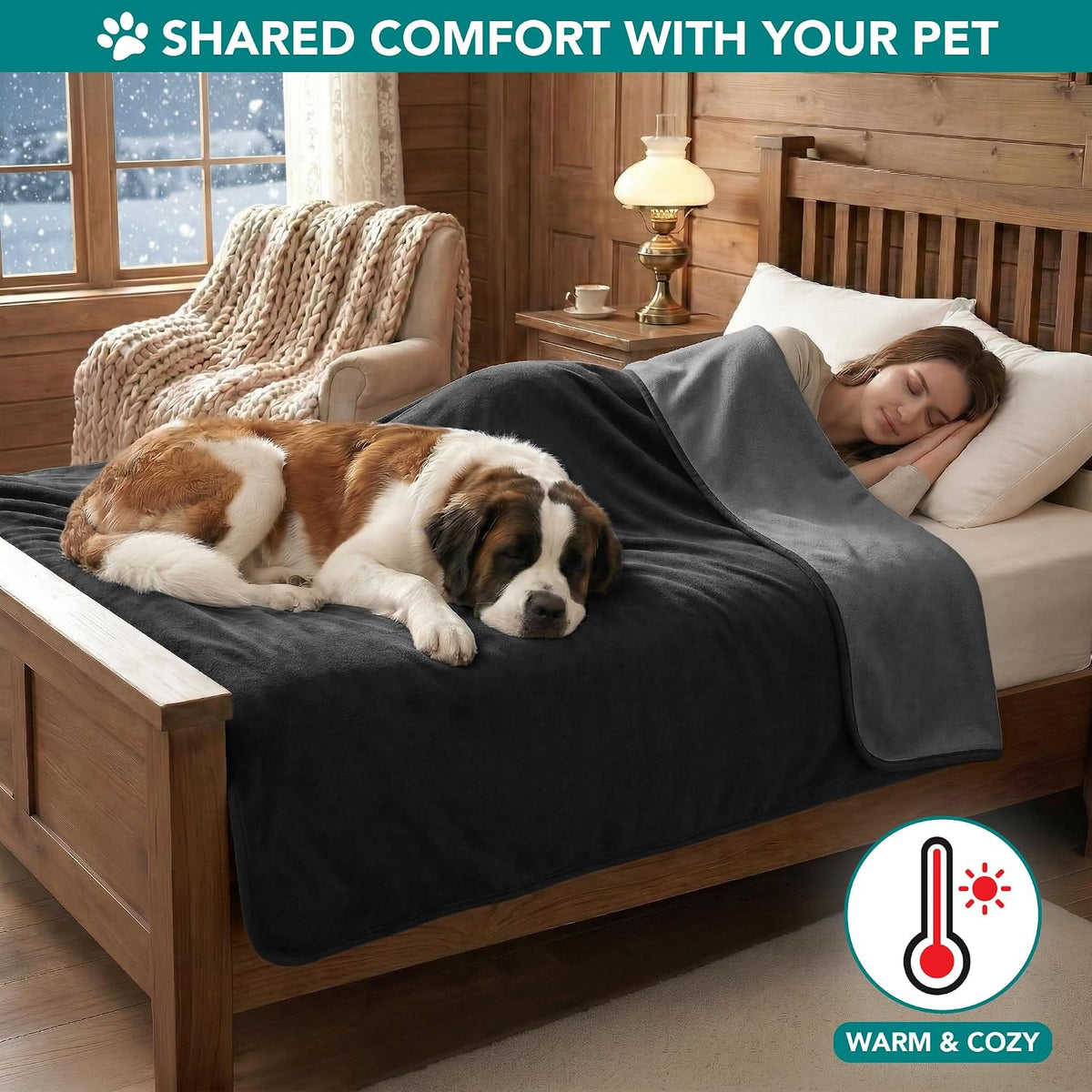 PetAmi Waterproof Dog Blanket, Leakproof Pee Proof Cat Blanket - Black/Gray / X-Large (60x80) - image 3
