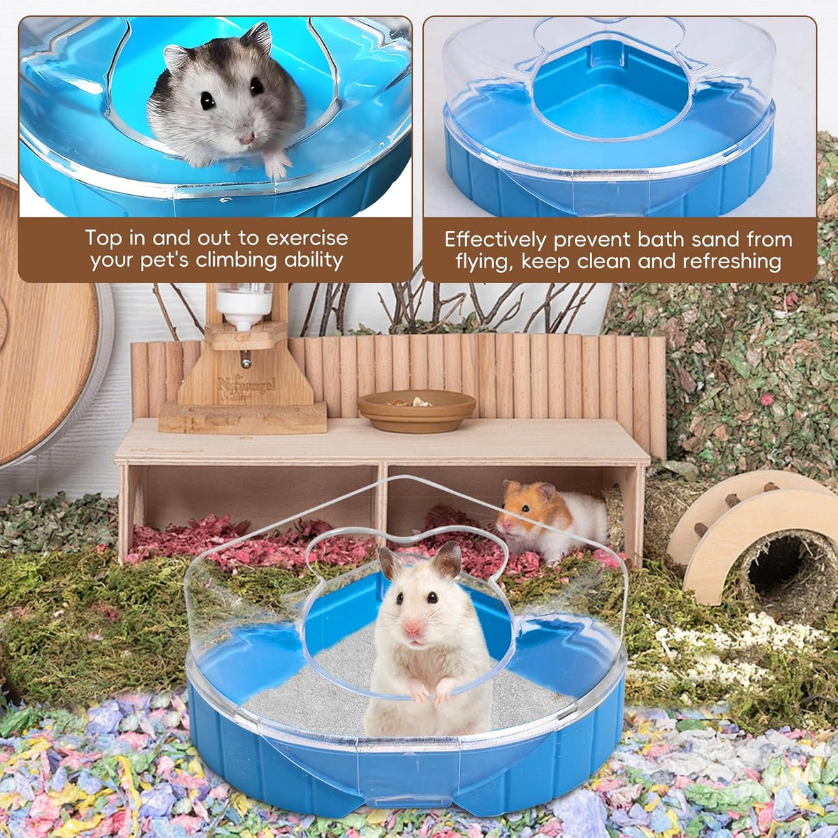 PINVNBY Large Hamster Sand Bath Container Chinchilla Dust Bathroom - Small - image 4
