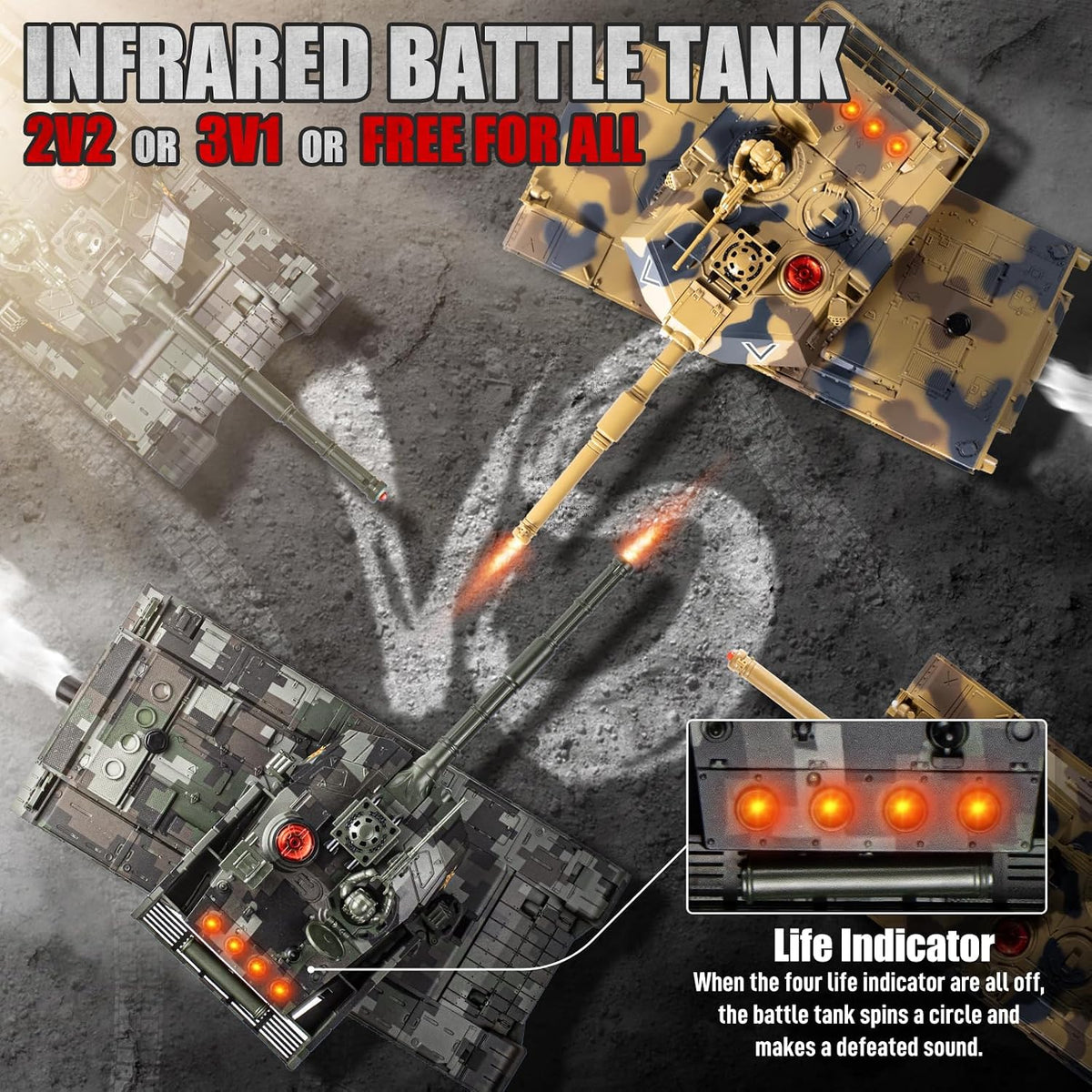 Supdex 1/24 RC battle tank set, M1A2 and Leopard II tanks with remotes - view 6