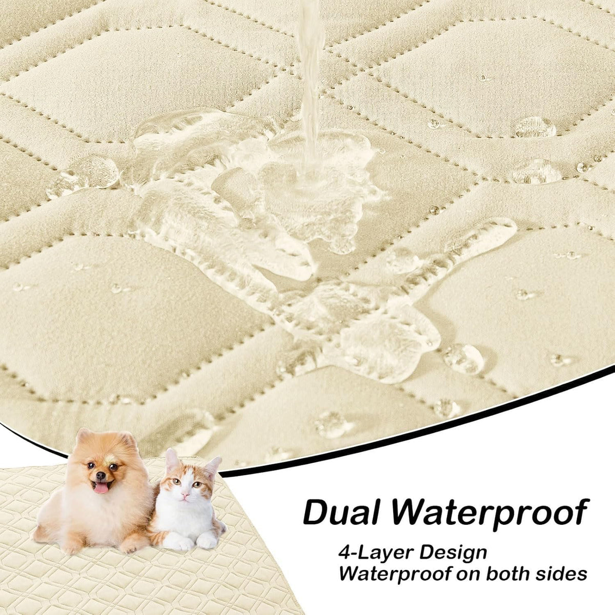 Waterproof Dog Bed Blanket - Beige+beige / Geometric / 40x50 Inch - image 3
