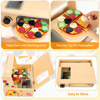 WOODMAM Wooden Pizza Toy, 48 PCS Montessori Pretend Play Food for Ages 3+ – Fun for Kids & Family - Foldable Wooden Oven - image 3