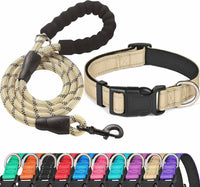 Ladoogo Reflective Dog Collar Padded with Soft Neoprene - Beige / Medium