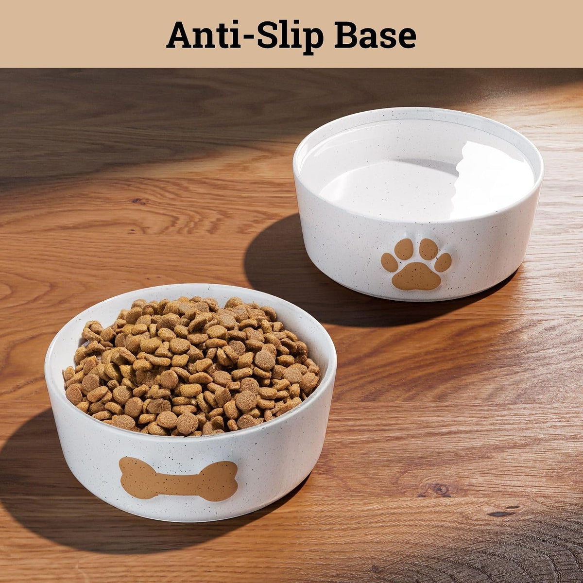 Ceramic Dog Bowl Set of 2 with Anti-Skid Base, 5.5"W x 2"H - Small 5.5" / Brown - image 4