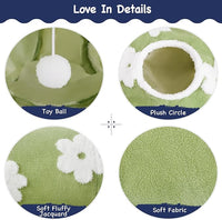 Tempcore Flannel Pet Cat Tunnel Tube Cat Toys 3 Way Collapsible, Cat Tunnels for Indoor Cats，Kitty Tunnel Bored Pet Toys Peek Hole Toy Ball Puppy, Kitty, Kitten, Rabbit Daisy Green