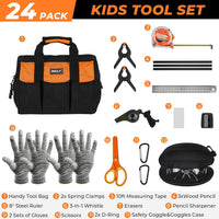 INCLY 24 PCS Kids Real Tool Set with Tool Bag - Orange - image 3