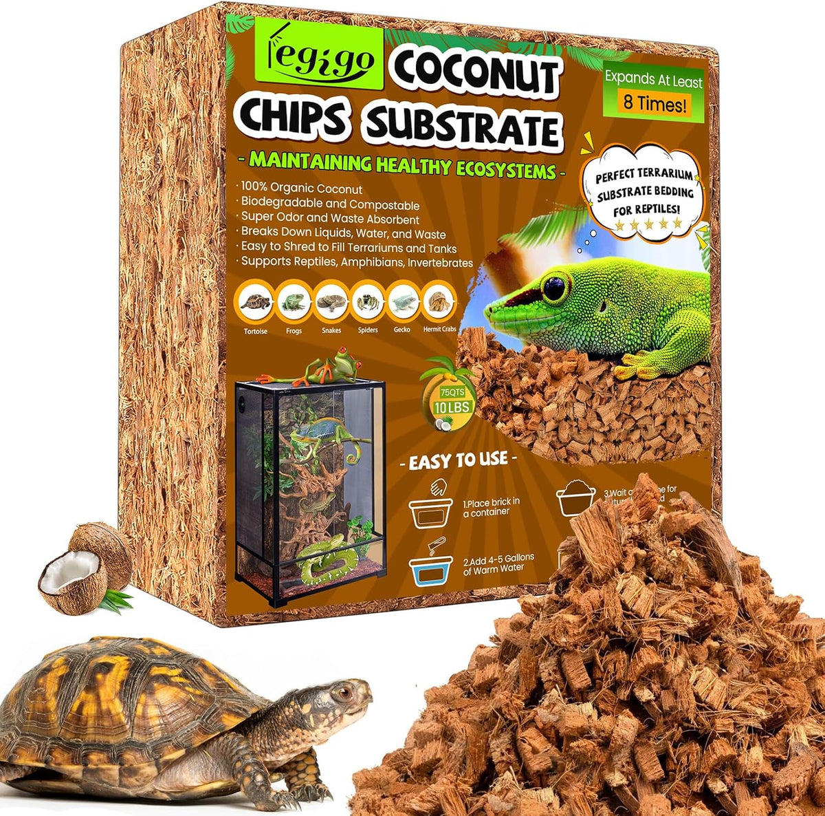 Legigo 10LB Coconut Husk for Reptiles - 1 Pack-10LBS