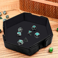 SIQUK magnetic folding hexagon dice tray in PU leather with velvet lining - view 17