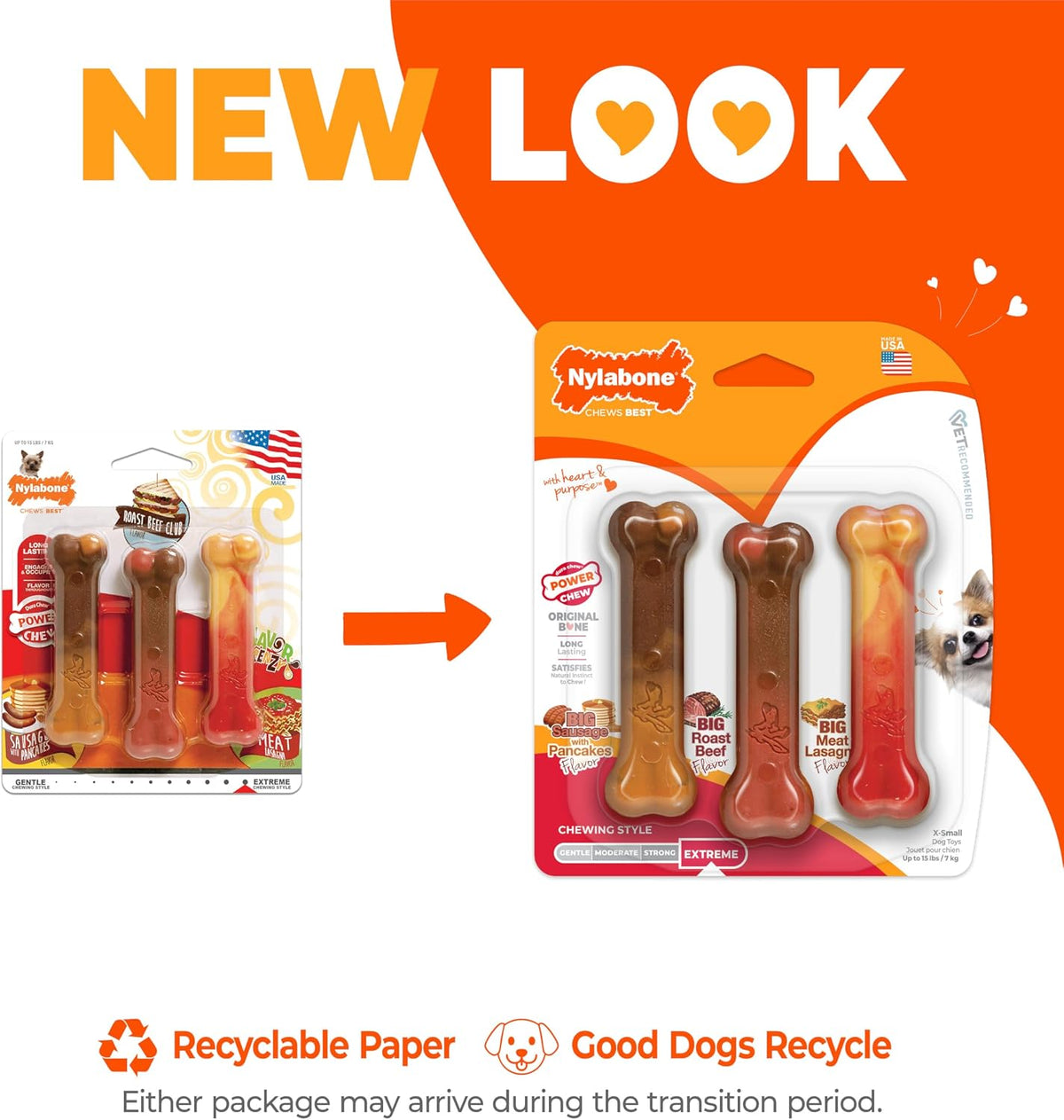 Nylabone Power Chew Basted Blast Dog Chew Toy - Pancakes & Sausage / X-Small - image 2