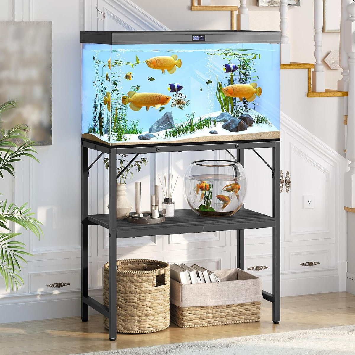 MAHANCRIS 20 Gallon Fish Tank Stand - Black / 20 Gallon