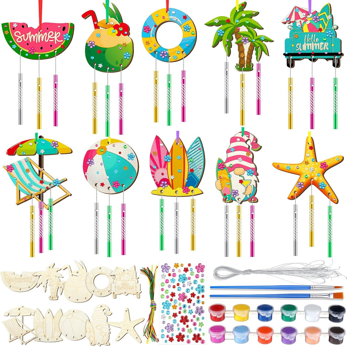 JellyArch DIY butterfly wind chime kit with 30 wooden butterflies and tubes - view 7