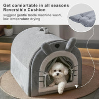 Small Dog House Indoor, Cat House with Door Curtain Design - Medium(19"*13.4"*13.4") - image 4
