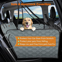 MIXJOY Back Seat Extender - Hard Bottom Dog Car Seat Cover, Waterproof & Foldable Dog Hammock for Car Travel, Grey