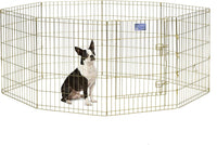 MidWest 30-Inch Exercise Pen, Single Door, 16 Sq Ft Play Area – Essentials for Dogs - Gold Zinc w/ Door / 30" H