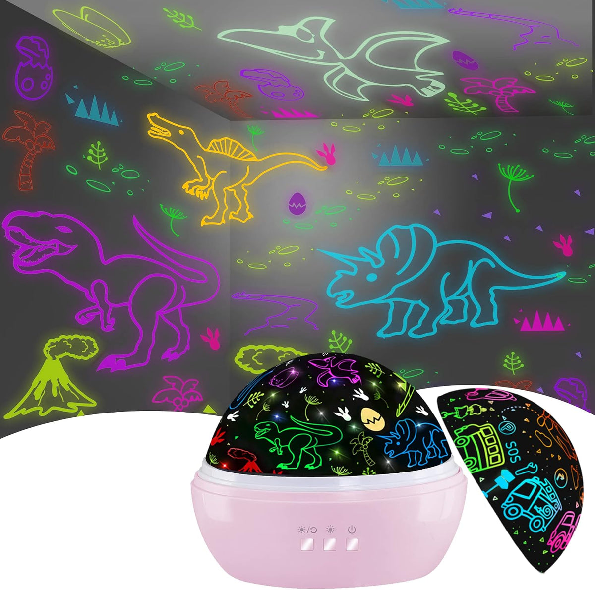 Dinosaur Night Light Toys for 3-8 Year Old Boys - Pink02