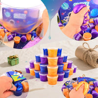 4 Pack Galaxy Slime Kit, Party Favors for Kids, Non Sticky, Wet - Gold&blue& Purple Slime - image 3
