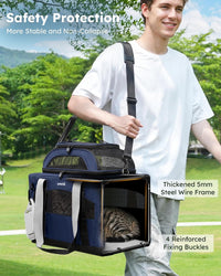 Pecute Cat Carrier, Top Expandable Dog Crate for Travel - Blue - image 4
