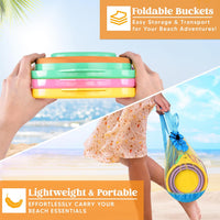 JOYIN Foldable Beach Bucket Set, Camping Gear, Travelling - Orange/Blue/Purple - image 4