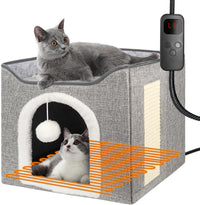 Heated Cat Bed for Indoor Cats - Gray