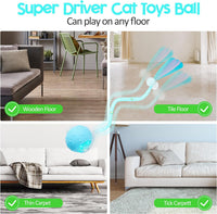 Interactive Cat Toys Ball, Automatic Moving Ball Toy - Blue - image 3