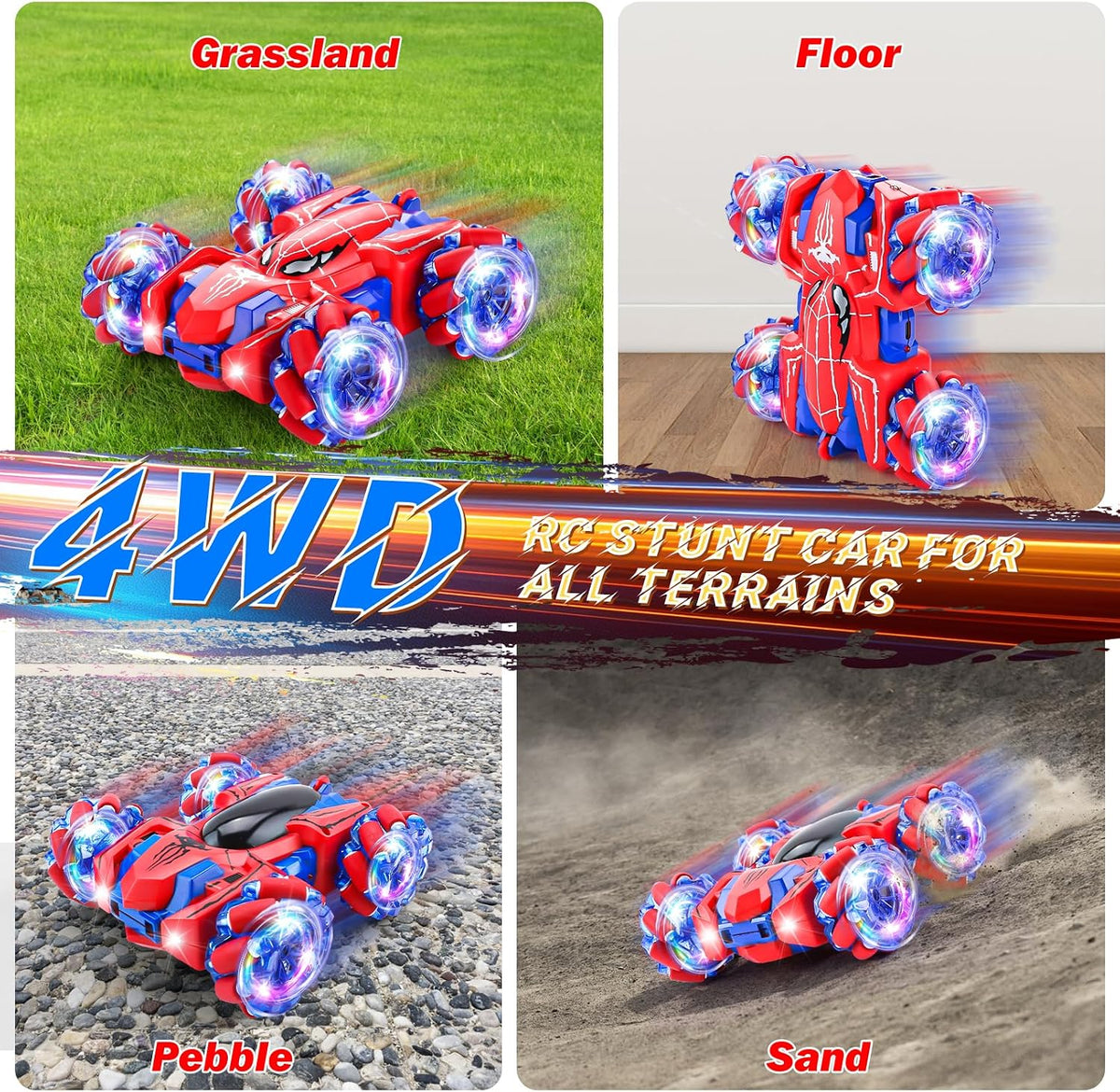 Spider Remote Control Car Headlight Double Sided Off-Road 360° - Red Single Control - image 4