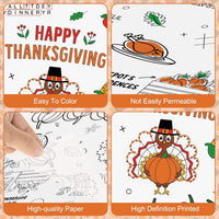 Litmitfu Thanksgiving coloring paper tablecloth with turkeys, pumpkins and games - view 7