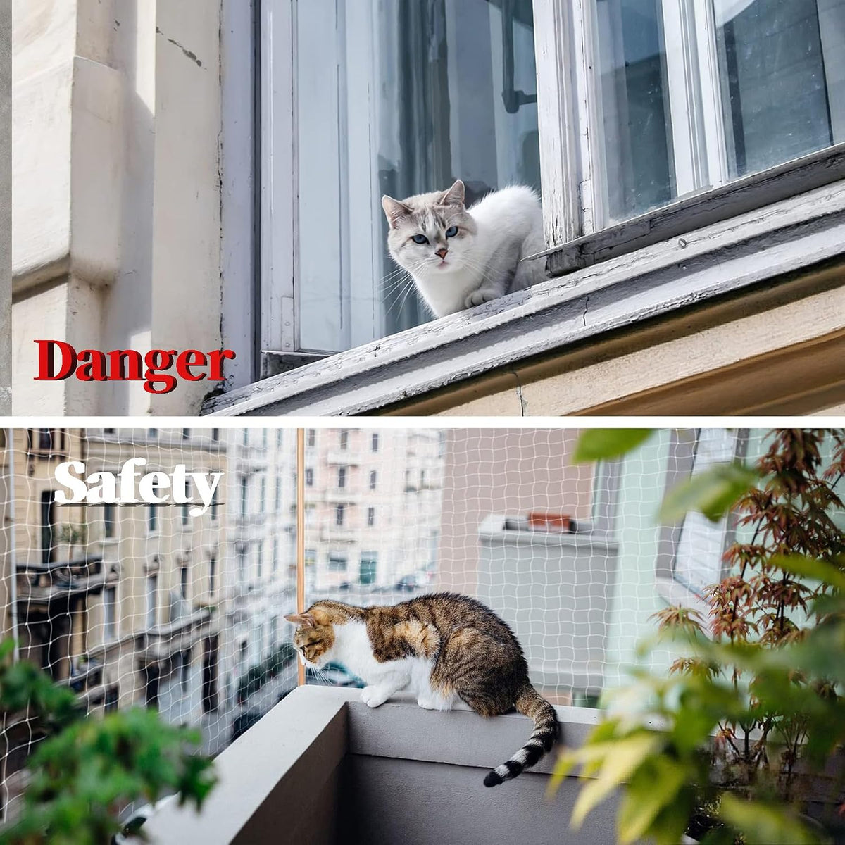 Cat Netting Balcony, UV & Weather-Resistant Cat Balcony Safety Net, Transparent Nylon Pet Mesh - Transparent 10x20ft - image 3