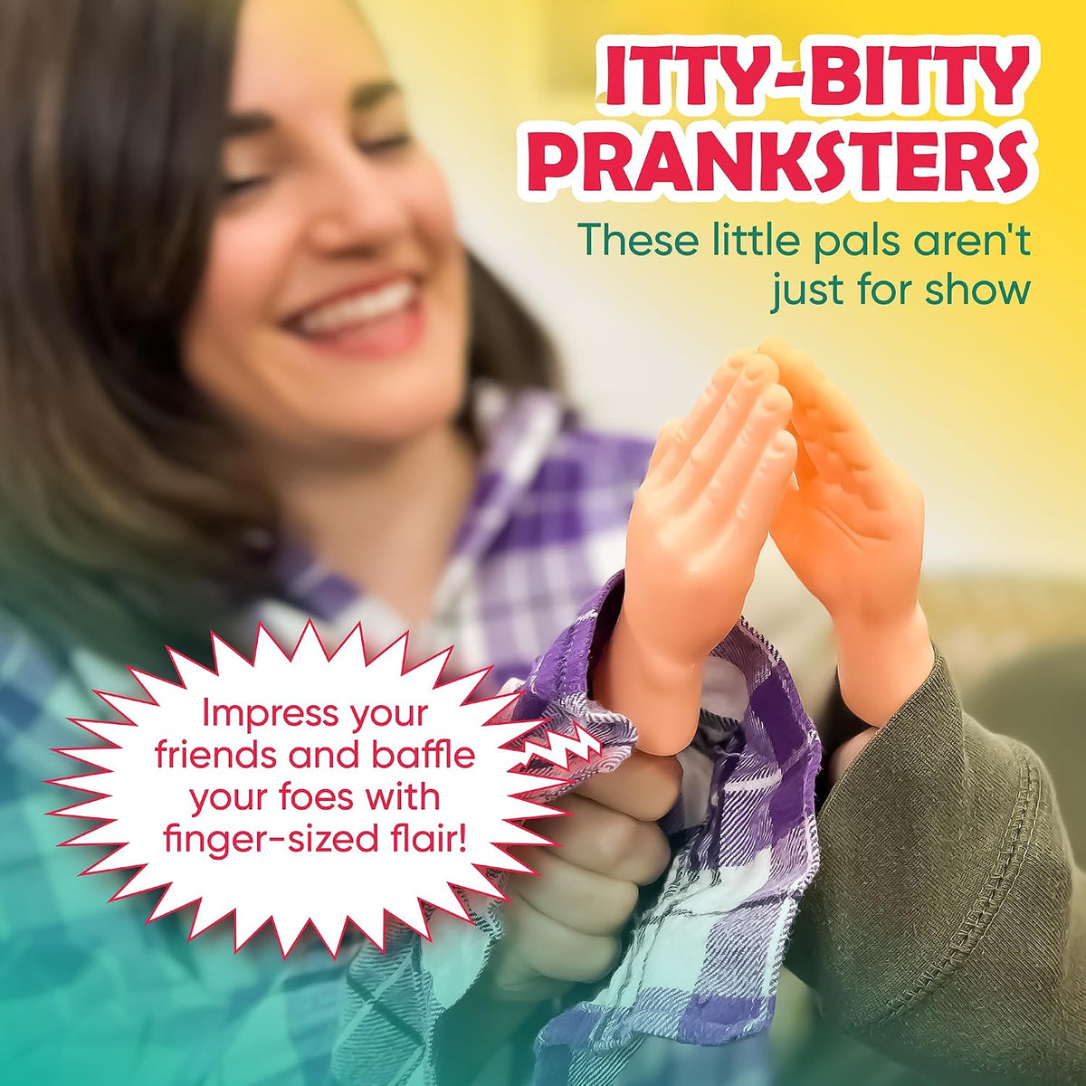 DR DINGUS Tiny Hands Original Little Small Mini Hand Stick Puppet – Fun for Kids & Family - 2 Pair - image 4