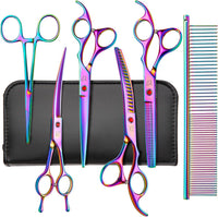 Dog Grooming Scissors-7" Dog Grooming Shears Set 6PCS Rainbow – Essentials for Dogs