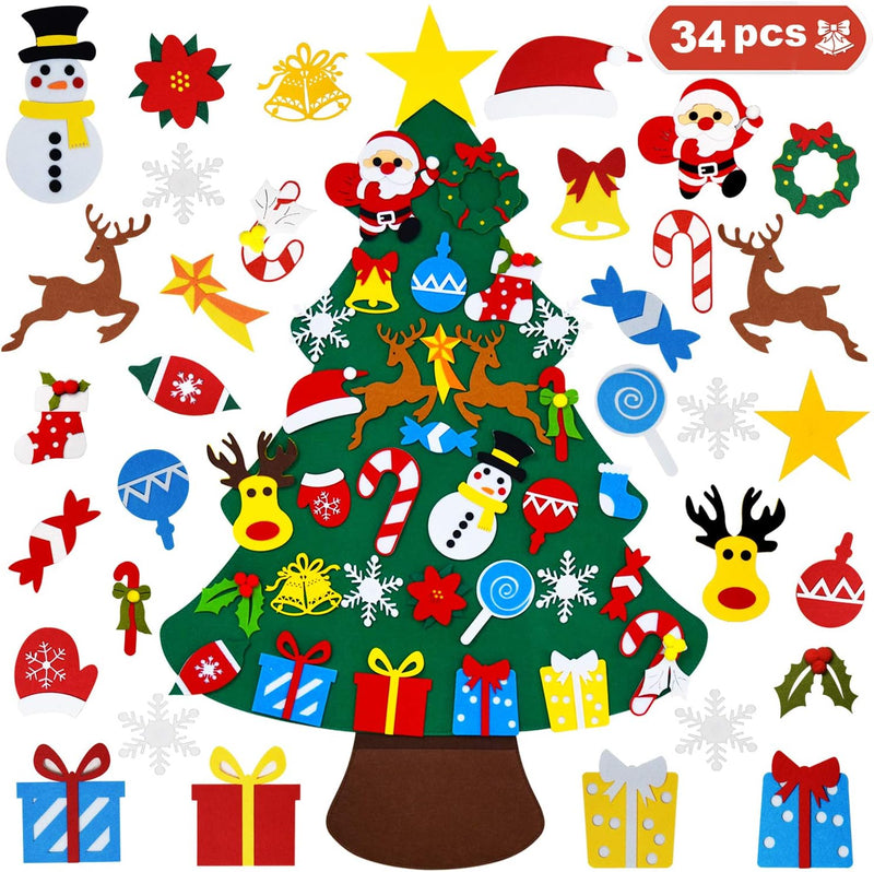 THAWAY DIY Felt Christmas Tree for Toddlers with 34 pcs Detachable