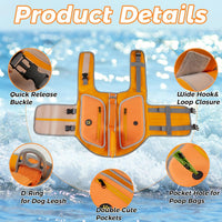 Dog Life Vests for Boating and Swimming, Dog Life Jacket – Essentials for Dogs - Orange / Medium - image 4