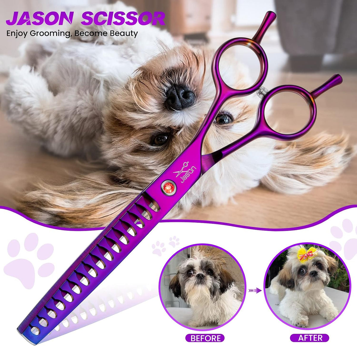 JASON Dog Grooming Thinning Scissors - Purple / 7.03 - image 2
