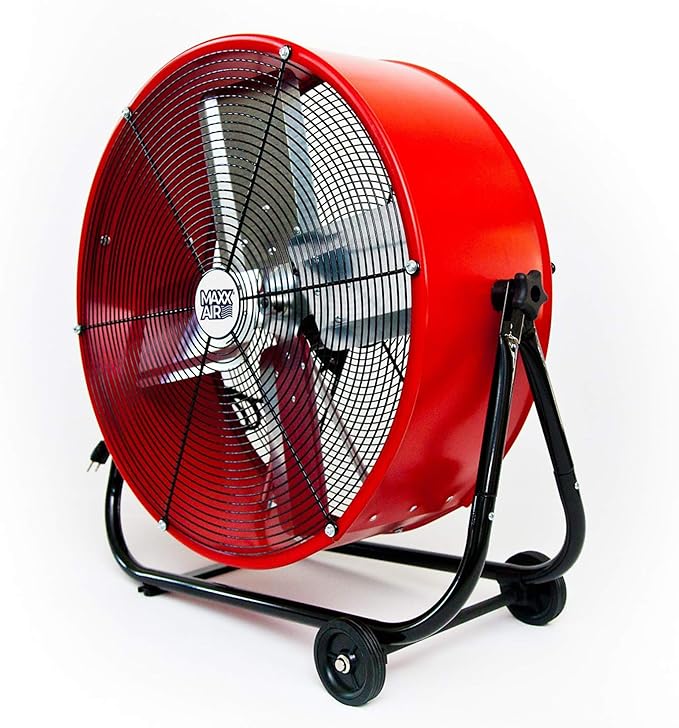 Maxx Air 24" Industrial Fan Heavy Duty - Rugged Drum Fan for Workshop - Powerful Shop Fans Heavy Duty for Industrial Use - Large Cooling Solution for Factories and Warehouses