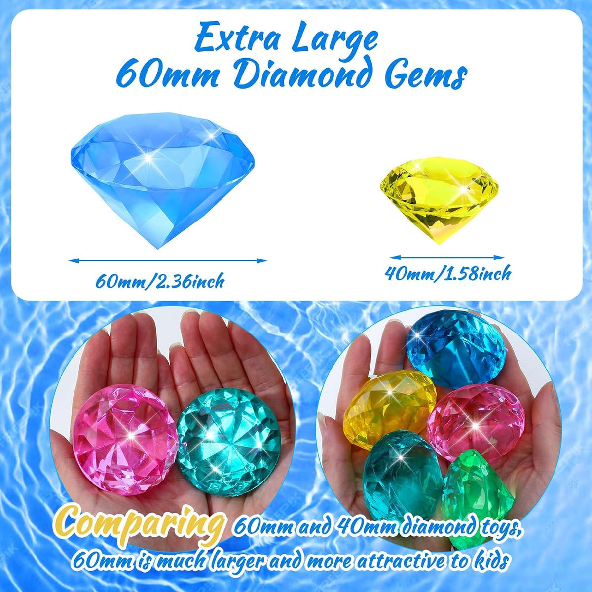 MARFOREVER Extra Large Diving Gem Pool Toys 60MM Extra Big Colorful - Huge Boho Gems - image 2