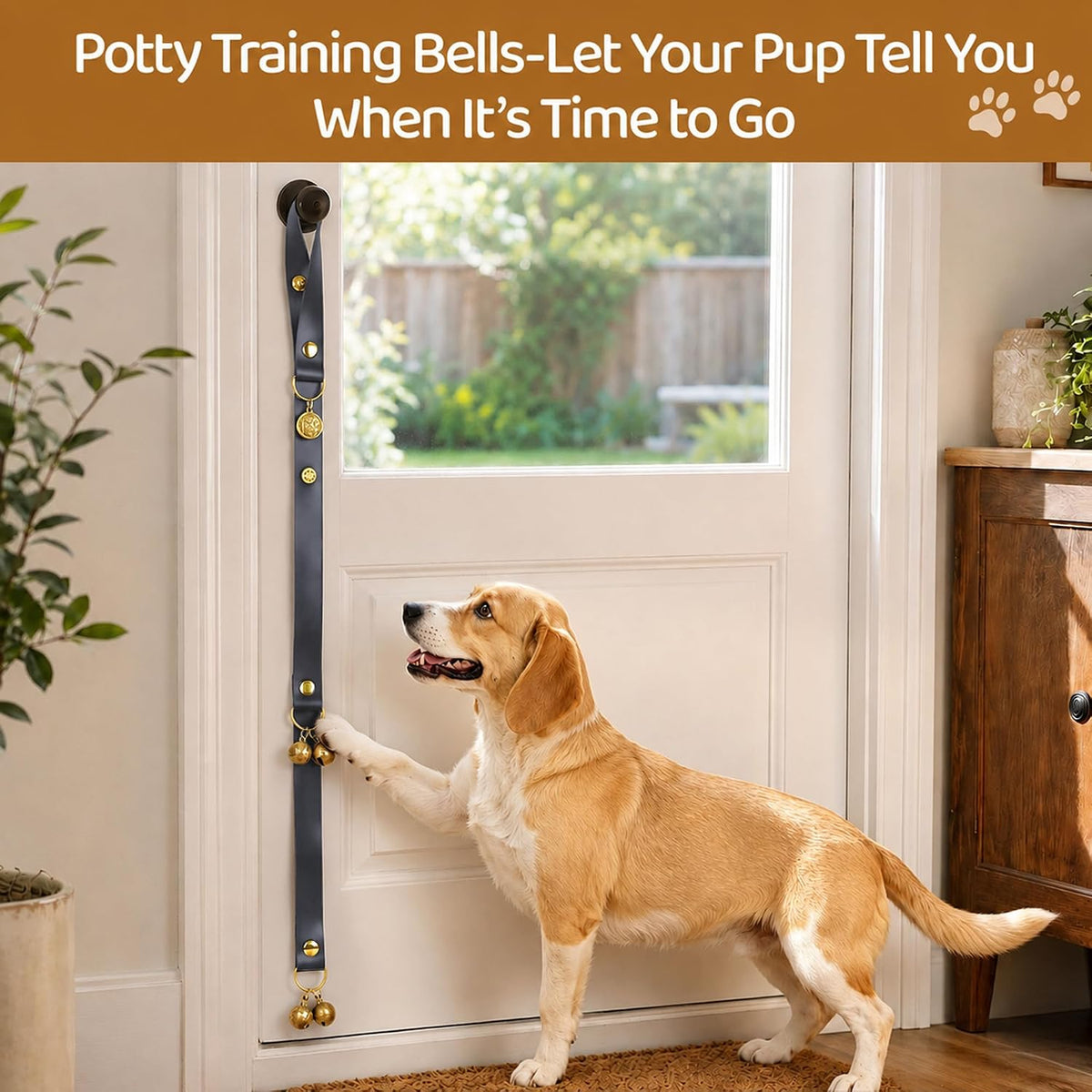 Kytely Leather Dog Doorbells to Go Outside - Gray - image 2