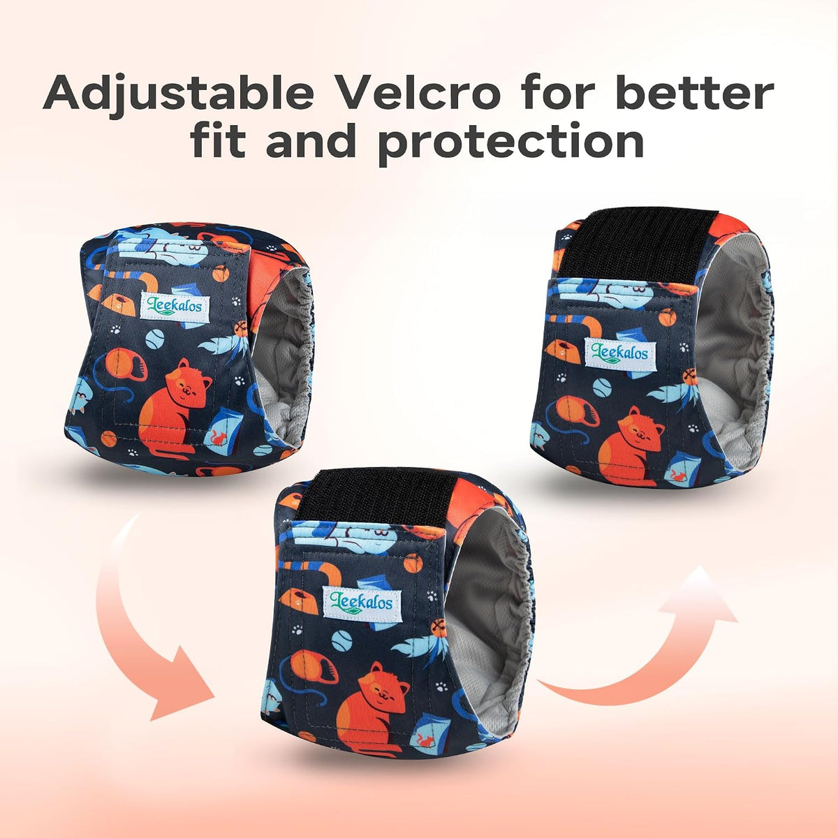 Washable Belly Bands for Male Dogs, Reusable Dog Diapers Male - Large (18"-21") / Tabby-Print - image 4
