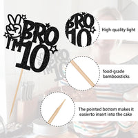 1 PCS Brother I'm 7 Cake Topper Glitter Star Happy 7th Birthday Cake - Black 10th - image 3