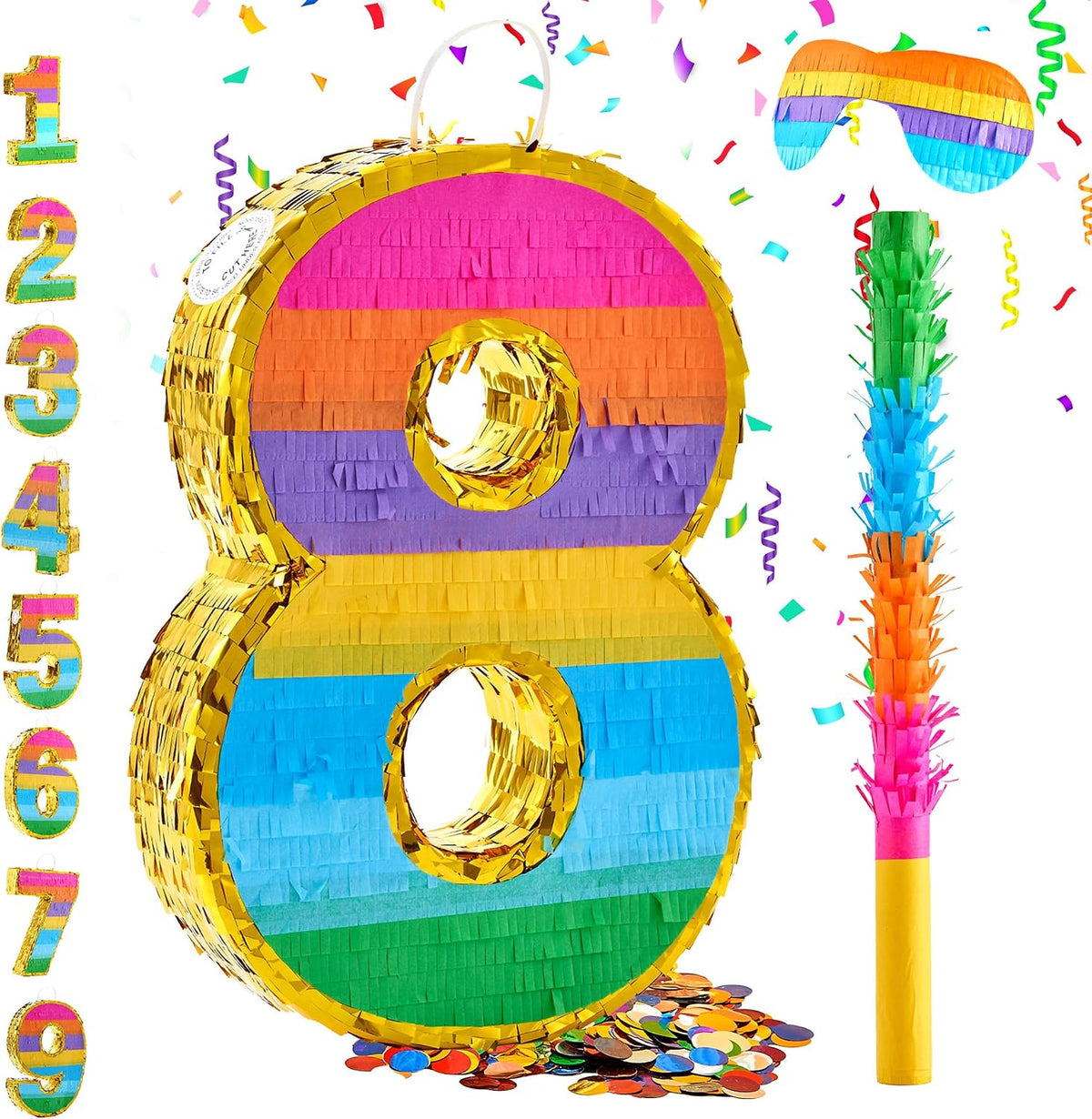 Rainbow Number 5 Pinata for 5th Birthday Party Decorations - 8