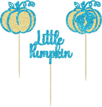 Gyufise 24Pcs Pumpkin Oh Baby Cupcake Toppers Pink Fall Pumpkin - Blue 10 - image 3