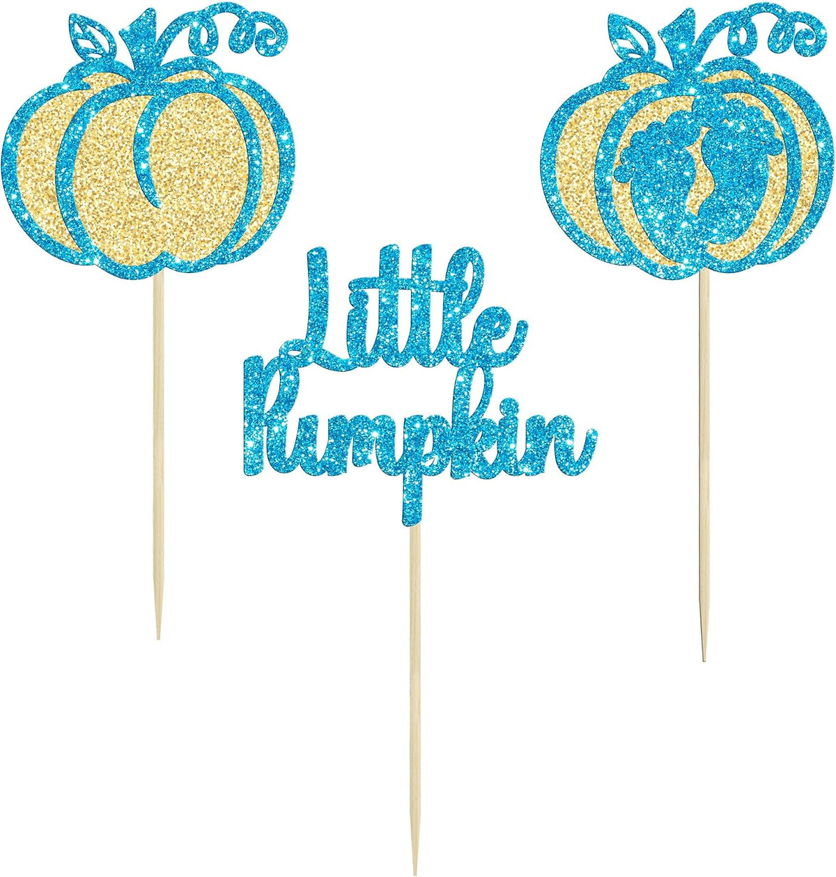 Gyufise 24Pcs Pumpkin Oh Baby Cupcake Toppers Pink Fall Pumpkin - Blue 10 - image 3