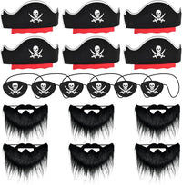 ZeeDix 9 Pcs Pirate Accessories for Kids - 18pcs New Pirate Beard Set