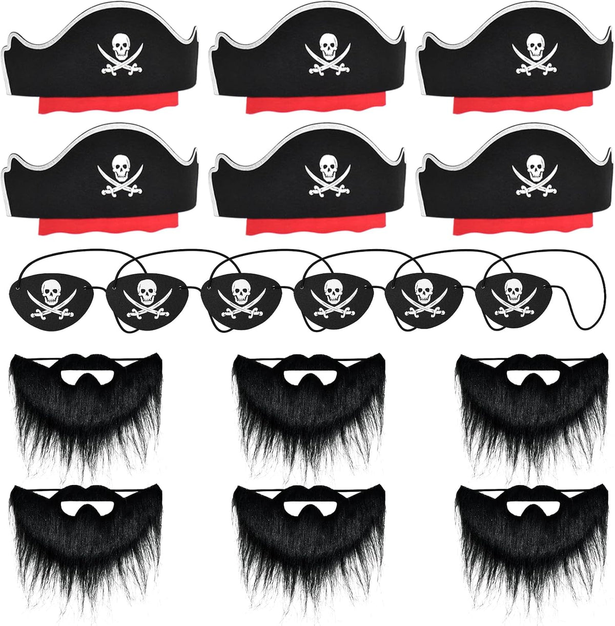 ZeeDix 9 Pcs Pirate Accessories for Kids - 18pcs New Pirate Beard Set