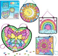 BANBBUR window art kit with butterfly, rainbow, mandala and moon gem suncatchers
