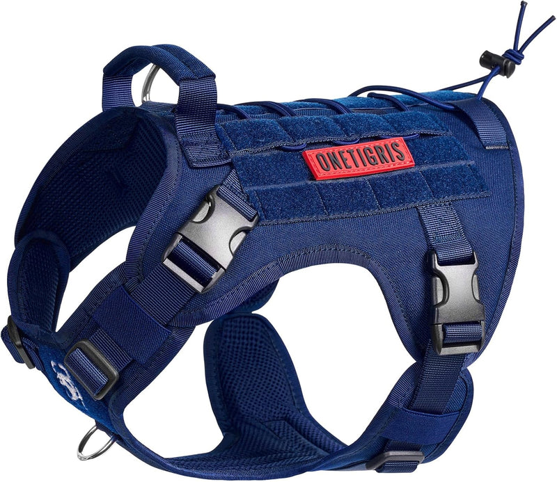 OneTigris Tactical Dog Harness No-Pull Service Vest for Medium Large - X-Small / Blue
