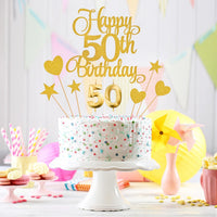 50th Birthday Cake Decorations - Gold - image 4