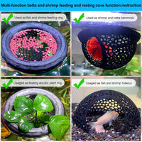 2pcs Wood Fish Feeding Ring for Aquarium，Floating Betta Hammock - Black / 1pcs big and 1pcs small floating version - image 3