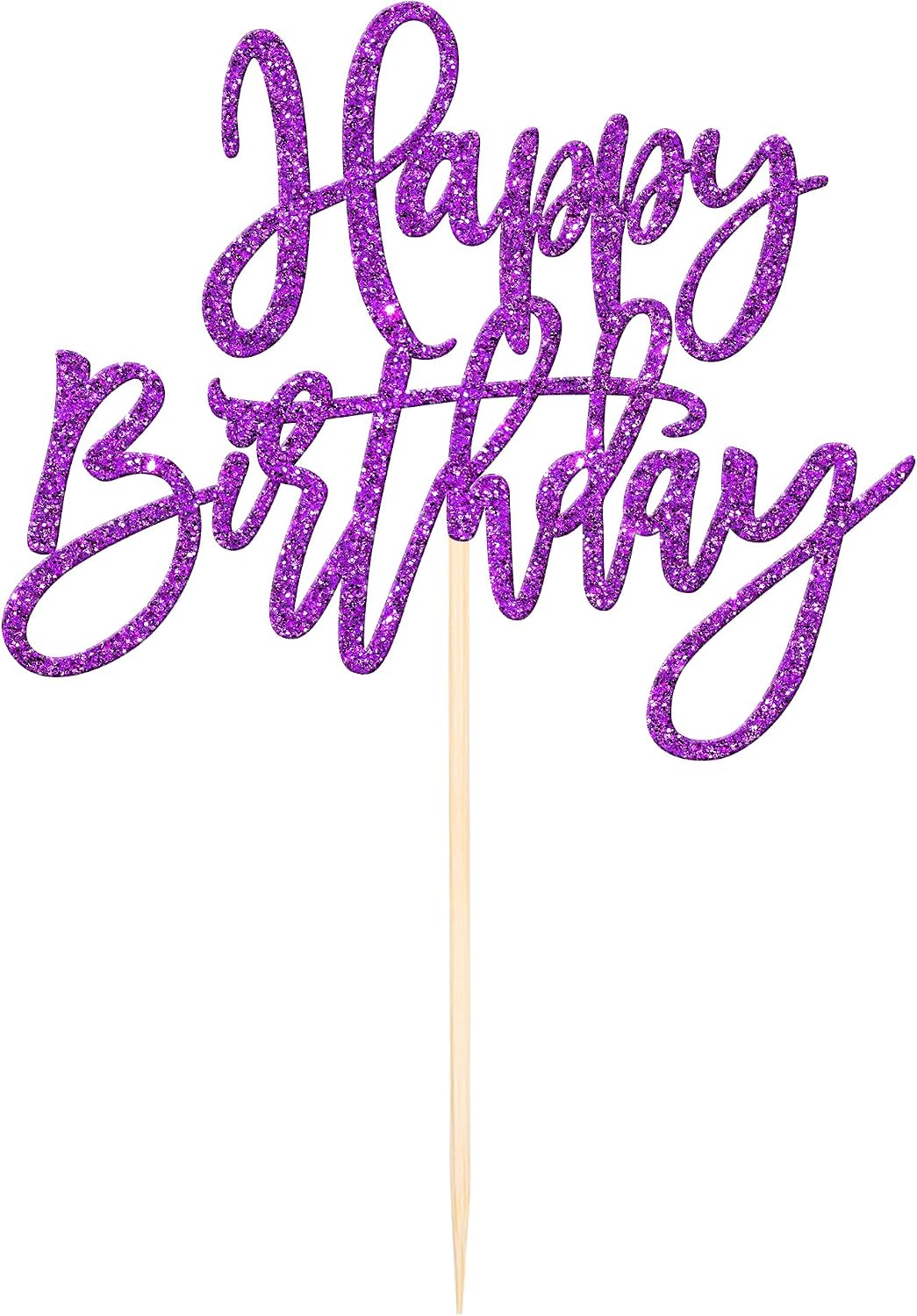 ZHUOWEISM 1 PCS Gold Happy Birthday & Anniversary Cake Topper – Fun for Kids & Family - Purple - image 3