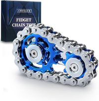 Fidget Spinner Toy for Adults Metal Figette Bike Chain for Adult Men - Blue