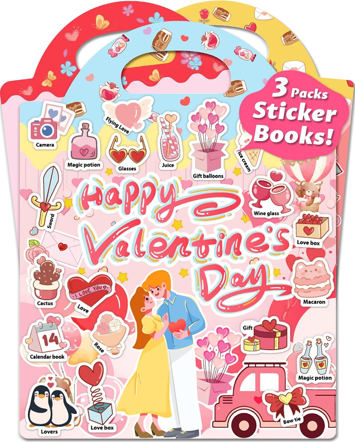 Walenced Reusable Sticker Book, Stickers for Kids - Valentines