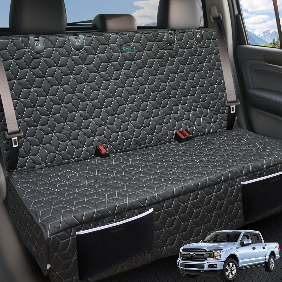 Dog Car Seat Covers for Back Seat - Bench-61"W / Bench-Black